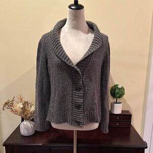 Liz Claiborne Gray Chunky Knit Cardigan Sweater